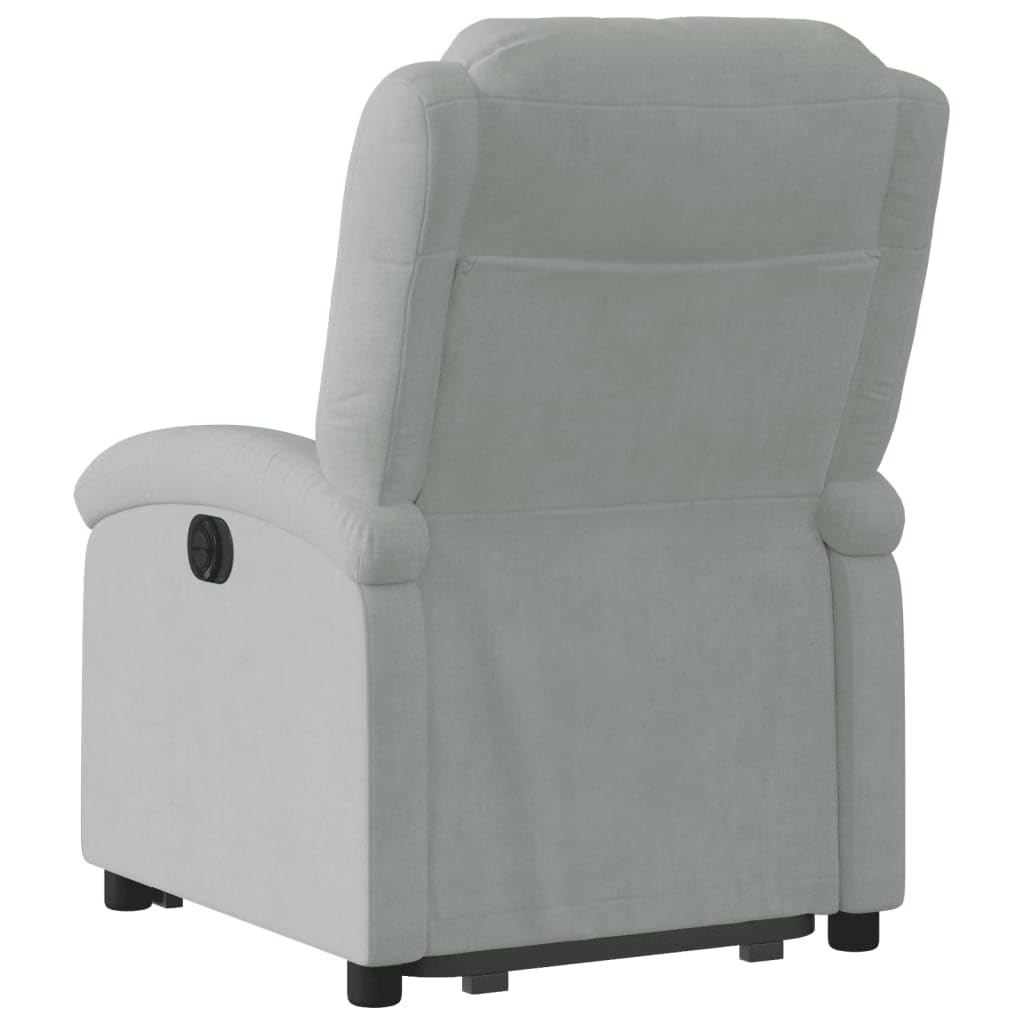 Fauteuil inclinable électrique Gris Clair en Velours, Fauteuil Confortable pour Salon, Fauteuil de Lecture avec accoudoirs Larges, Chaise d’appoint pour Chambre, Chaise Lounge intérieure