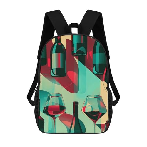 Bottles And Glasses Backpack - Durable 600D Polyester, 17 Inch Backpack with Ergonomic Adjustable Straps, Lightweight Travel Bag for Men & Women