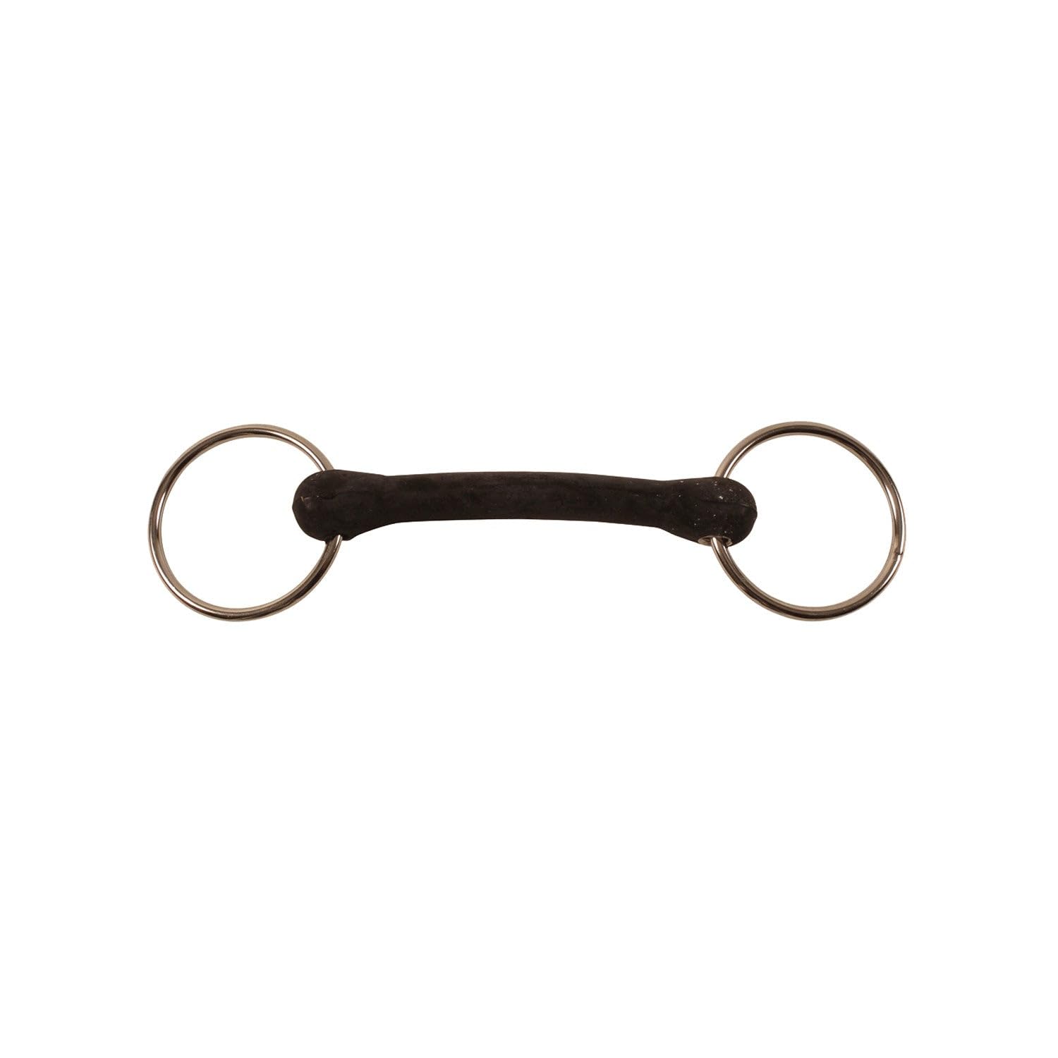 Filetto ad anelli intero in inox rigido con imboccatura 21 mm ricoperta in gomma 13,5 cm