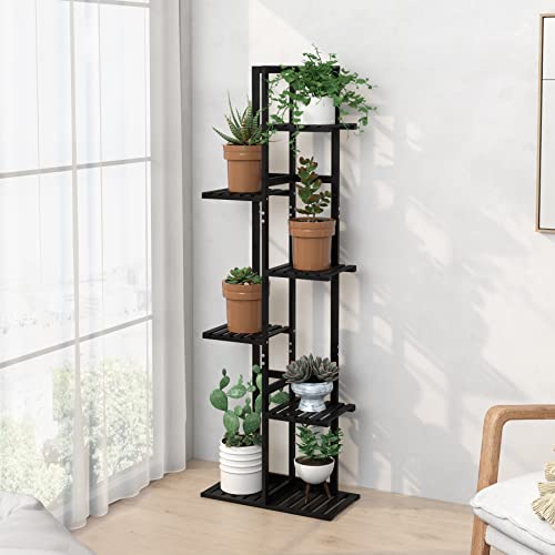 Laiensia Bamboo Plant Stand Rack 6 Tier,Multiple Stand Holder Shelf Rack, Indoor&Outdoor Planter Display Shelves For Patio Garden, Living Room, Corner Balcony And Bedroom,Black #TOP1
