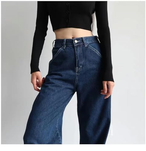 Jean foncé femme taille haute droite et ample | Modèle classique amincissant - 3