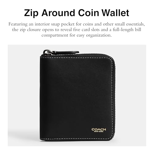 Coach Men's Zip Around Coin Wallet, Black, One Size2