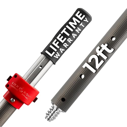 ProTuff Products - 12ft Telescoping Pole Never Sticks or Slips - Totally Covered by Our 490 Promise - A Truly Pro-Grade, Telescopic, All Purpose, Long Paint Roller Extension Pole for Painting, Etc.