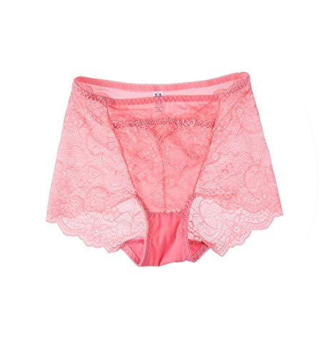 Sexy High Waist Lace Floral G Strings Thongs Body Shaping Abdomen Briefs Transparent Panties Women Seamless Underpants,Light Pink,XL