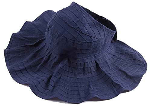 Outdoor Summer Sun Hats For Women Wide Brim Beach Hat Packable Upf 50+ Sun Protection Visor Hats Navy #TOP15