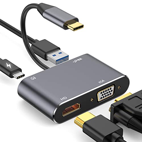 Amazon.co.jp: USB Type C ハブ 4-IN-1 USB C VGA HDMI 変換 アダプタ
