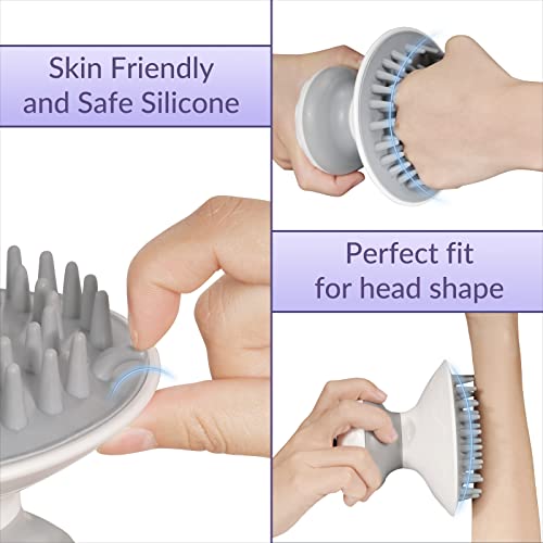 Image of Visenta Multi-Function Electric Scalp Massager, Vibrating Head Massager with 3 Modes for Stress Relief and Hair Growth, Made of Durable and Soft Silicone, Battery Operated to Use at Home and Travel.
