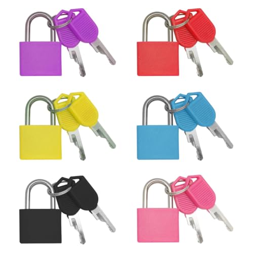 Bonsicoky 6 Pack Suitcase Locks with Keys Multicolor Padlocks for Luggage