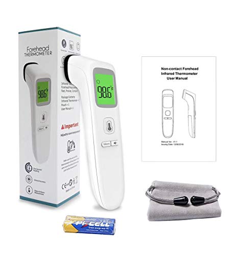 Touchless Thermometer-Forehead Thermometer for Fever, with Fever Alarm and Memory Recall Function  Ideal for Baby, Kids, Children, and Adults. No Touch for Indoor and Outdoor Use.