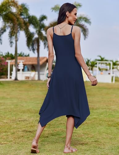 Image of Zeagoo Women Summer Midi Dresses 2026 Hawaiian Bohemian Beach Cover Up Sundress Spaghetti Strap Casual Dress with Pockets