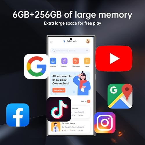 BDWJW I25 Ultra Smartphone 8+256GB, 6.99" FHD+ Display, Snapdragon 8 Gen 3, 7000mAh, 68MP+108MP Cameras, Stylus Pen, Fingerprint & Face Unlock, GPS (Deep Cyan)