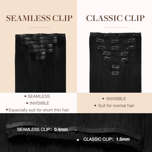 Image of GOO GOO Seamless Clip in Hair Extensions Real Human Hair Remy Extensions