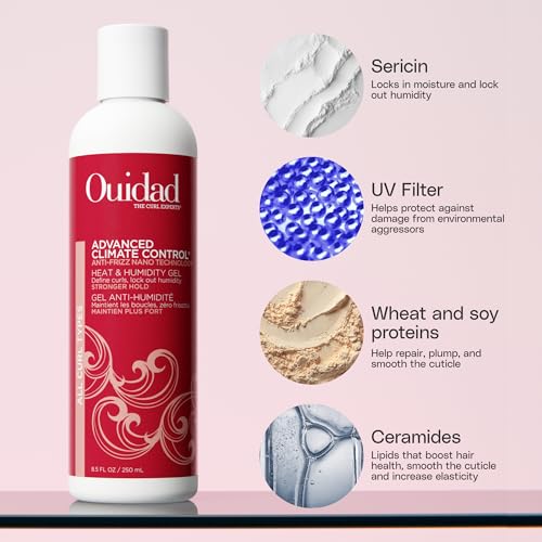 Image of Ouidad Advanced Climate Control Heat & Humidity Stronger Hold Gel for Curly Hair - Crunch-Free Styling Gel, Fights Frizz & Locks In Moisture for Defined Curls, All Curl Types, Sulfate & Silicone-Free