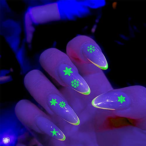EBANKU 12 Blatt Nagelsticker Weihnachten Selbstklebend Nagelaufkleber Leuchtend Weihnachten Schneeflocken Nail Art… – Bild 7