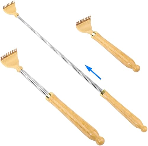 Miniatura 6 de HEYSONG Rascador de espalda de bambú para facilitar el alcance del punto de picazón, autoterapéutico, telescópico, rascador corporal diario IF0006
