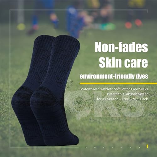 SOX TOWN Unisex Cushioned Crew Training Athletic Socks Men & Women with Combed Cotton Moisture Wicking Breathable Performance