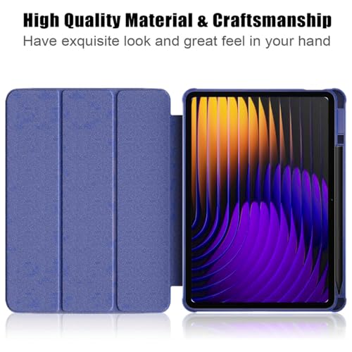 Image of MOCA Case for Xiaomi Mi Pad 8 /8 Pro /Pad 7 / Pad 7 Pro 11.2 inch, Smart Flip Case with Pen Holder, Trifold Stand, Magnetic Auto Sleep Wake, Hard Back Protection (Navy Blue)
