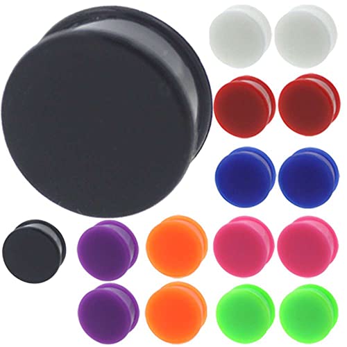 MoDTanOiz - Flesh tunnels 1 1/8 inch Gauge Gauges 28mm 26mm 25mm Ear Plugs Plug Flesh Tunnels Tunnel Streching Ears Double Flared Steel Stone Wood Earring Silicone Men Women Blue 1 1/8 28mm