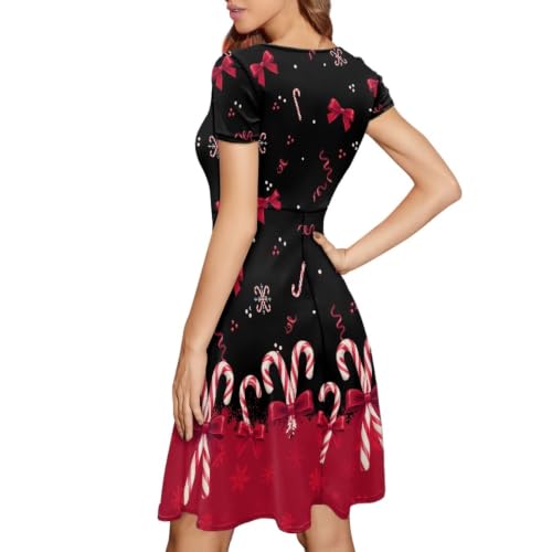 Image of Forchrinse Summer Dresses for Women Crew Neck Short Sleeve Midi Dress Casual Beach Vacation Sundress