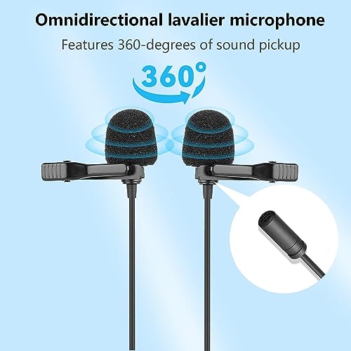 Boya BY-M1DM Dual Lavalier Universal Microphone with a Single 1/8 Stereo Connector for Smartphones DSLR Cameras Camcorders, Black, for Action Cameras (gopro, sjcam)