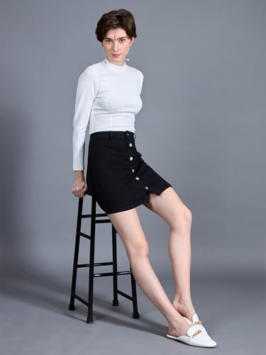 Image of Miss Chase Women's Straight High Rise Mini Denim Skirt