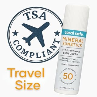 Reef Safe Sunscreen SPF 50 Mineral Face Stick - Travel Size, Biodegradable, Hawaii & Mexico Approved, Zinc Oxide, Oxybenzone & Octinoxate Free, 80 Min Water Resistant, TSA Approved by Coral Safe
