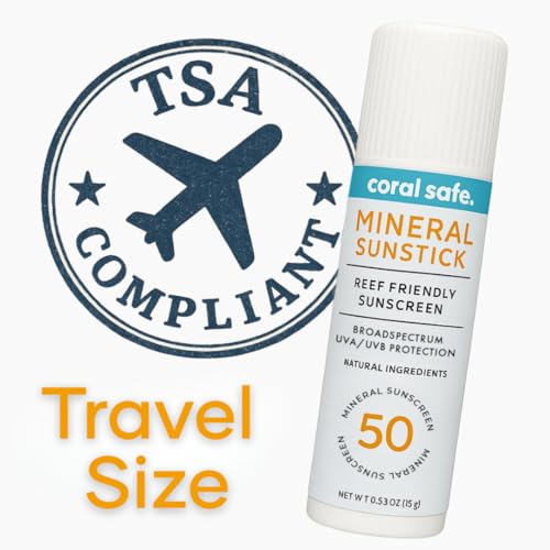 Image of Reef Safe Mineral Sunscreen Face Stick SPF 50 - Biodegradable, Non-Nano Zinc Oxide, Travel Size, Hawaii & Mexico Approved, TSA Approved, 0.5 oz by Coral Safe
