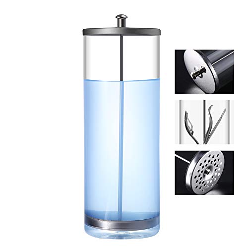 School Season Disinfection Jar, Professional Sterilization Glass Container Sanitizer Scissor Tweezers Disinfecting Jar Manicure Tools for Beauty SPA Salon(9 inch)