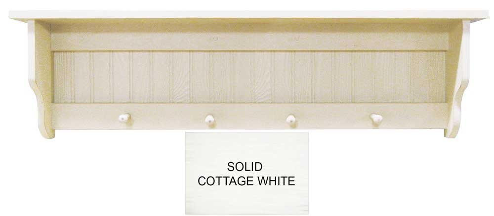 Pine Shelf with pegs - 4' Long (Solid Cottage White)