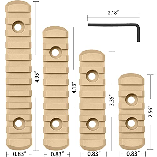 Pecawen Picatinny Rail Set,5 7 9 11 Slot Polymer Picatinny Rail Section with 8 T-Nuts & 8 Screws & Allen Wrench,Tan - Thumbnail 4