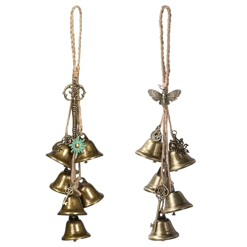 CHUANFU 2 Piezas Campanas de Bruja para Jardín, Carillones de Viento de Metal, Decoración Colgante de Campanas de Bruja, para Pomo de Puerta de Jardín, Porche, Casa, Patio