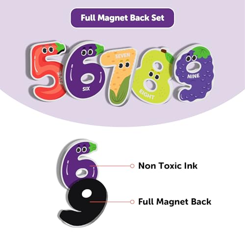 Image of Mini Leaves 30 Pieces Numbers Full Magnetic Fridge Magnets for Kids 0 to 9 Numbers with Signs for whiteboard- Educational Toys for Kids- Fruits Theme