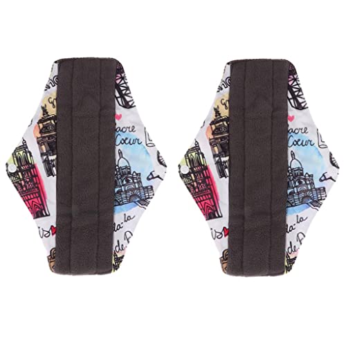 barenx 2PCS Washable Charcoal Bamboo Fiber Mum Menstrual Pad Reusable Sanitary Pad