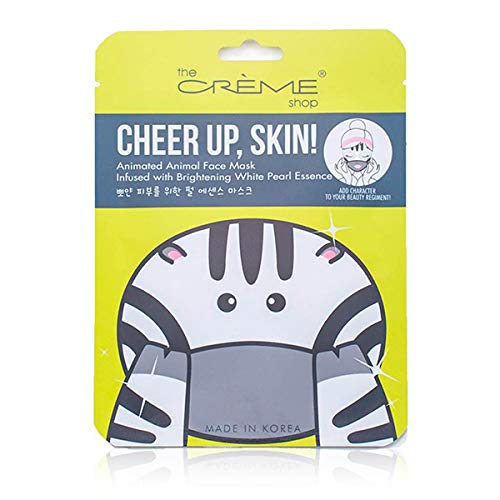 The Crème Shop Whitening Face Sheet Mask. Brightening White Pearl Essence. Made in Korea. -Animated Mask, Zebra
