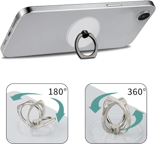 Image of KolorFish Transparent Phone Ring Stand Holder Mobile Phone Ring Holder Finger Grip 360 Degree Rotation (Transparent Black Round)