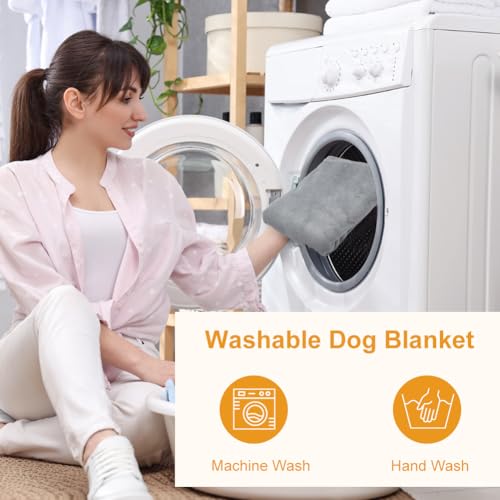 Aomig Hundedecke Katzendecken Waschbar Flauschig Decken Super Weich Fluffy Haustier Decken Kleine Mittlere Grosse Hunde Katzen Sofaschoner aus Coral Fleece für Transportbox Autos Betten Grau 95 * 80cm