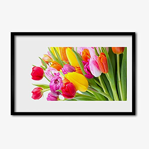 Cadre photo image tulipes 60x40 en MDF haute finition