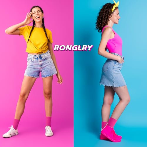 Ronglry Neon Slouch Socks 80s 90s Neon Socks Women's Leg Warmers Extra Long Soft Scrunch Knee High Sock for Neon Outfits4