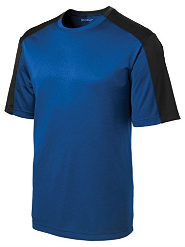Dri-Equip Contrast Sleeve Moisture Wicking Athletic T-Shirt-XS-Royal/Black