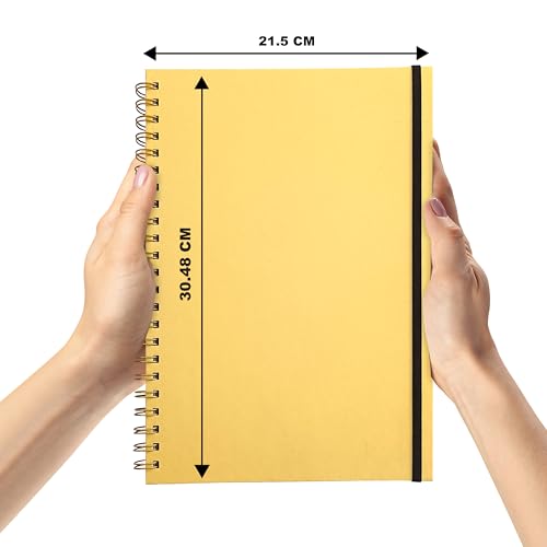 Image of Notehouse A4 Sketchbook Hard Bound Made for Artist 140 GSM Art Notebook (30x21 cm) | 80 White Unruled Pages | Thick Smooth Drawing Paper | Yellow Hard Cover