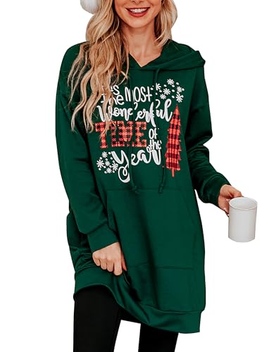 Robe sweat à capuche longue pull femme fini les frissons de l'hiver