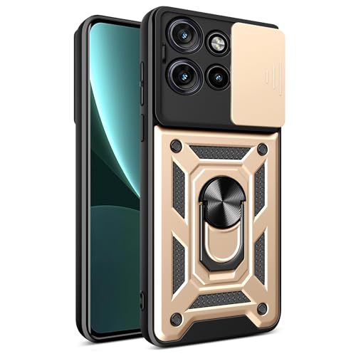 Coque Moto Edge 2021 dorée avec béquille et protection coulissante