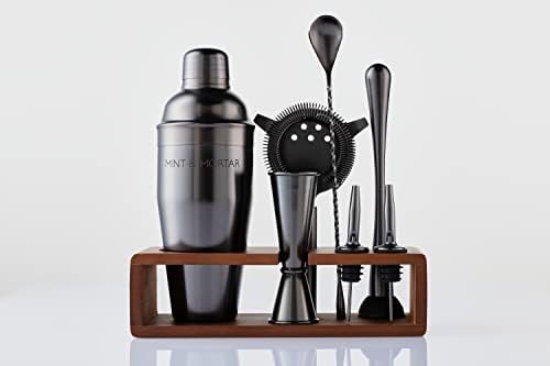 Mint & Mortar Cocktail Shaker Set, 7-Piece Bartender Kit with Stand, 24oz Martini Shaker Bottle Stainless Steel Bar Tools, Home Bar Accessories Drink Mixer, Barware Gift Set - Thumbnail 2