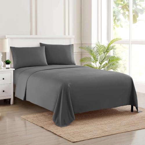 Image of Full XL Sheet Set - Breathable Luxury Sheets, 5 Inches Longer Than Full for Extra-Long Mattresses - Full Elastic & Secure Corner Straps Built in - 1800 Supreme Collection Deep Pocket Bedding, Gray