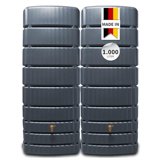 4rain Slim Wandtank-Set Regentonne 1000 Liter Graphite Grey, 2 x Slim 500 Liter inkl. Verbinder - Wassertank, Fass, Regenfass, Regenwassertonne, Regenwassertank, Wasserbehälter, Wassertonne