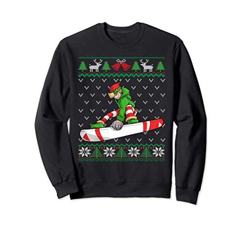 Snowboarding Elf | Snowboarder Gift | Ugly Christmas Sudadera