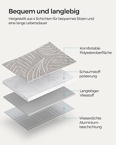 SONGMICS Picknickdecke, 200 x 200 cm, mit 4 Erdankern, groß, Campingdecke, für Park, Garten, Strand, wasserdicht, maschinenwaschbar, faltbar, Khaki mit tropischem Farn GCM010B02