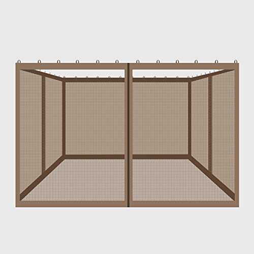 Gazebo Universal Replacement Mosquito Netting - Gafrem Outdoor 8'X8' Gazebo 4-Panel Screen Walls With Zipper (Khaki) #TOP5