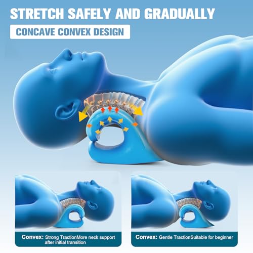 neck stretcher and cervical traction device relaxer for tmj pain and shoulder pain relief cervical traction device pillow spine and neck correctorblue