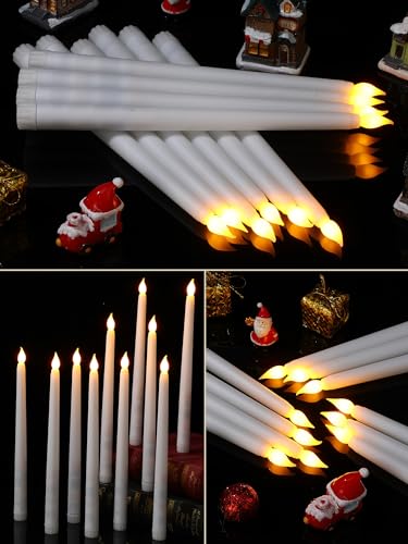 Image of Funtery 48 Pcs Flameless LED Taper Candles Battery Operated Candles Bulk Realistic LED Candlesticks Flickering for Wedding Church Party Home Decor(White,11 Inch,Classic Style)